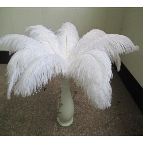 Hot! 100 Pcs/lot long 12-14 inches / 30-35 cm white Color Ostrich Feathers ostrich plumes for party /wedding decorative