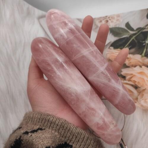 18cm Natural rose quartz crystal wand Personality pink quartz massage stick Gemstone beauty bar Yoni Healing for women gift