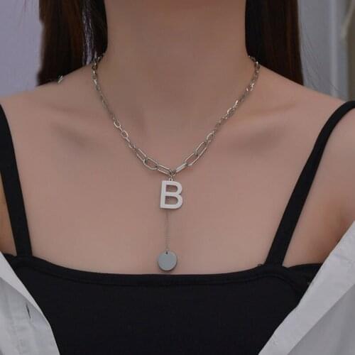 Fashion Link Steampunk Rock Big Large Size Choker Necklace B Letter Women Clavicle Chain Minimalist Jewelry Drop Shipping