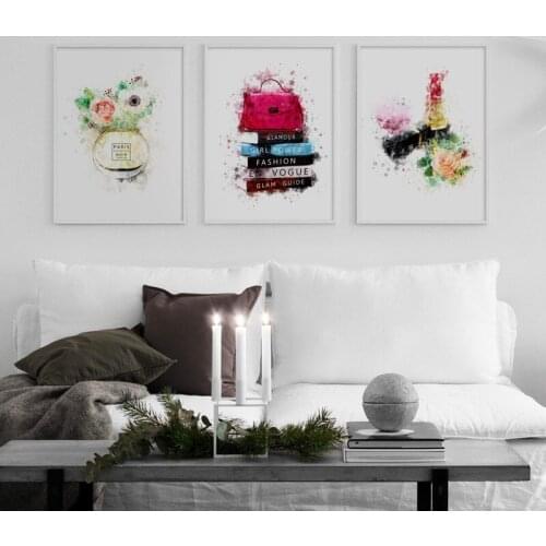 Multicolor Paris Perfume Rose Lipstick Wall Art Canvas Painting Nordic Posters And Prints Wall Pictures For Living Room Decor