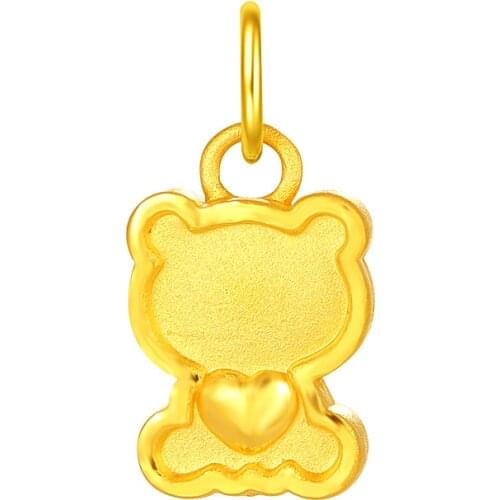New Arrival 24K Yellow Gold Pendant Women 999 Gold Bear Heart Necklace Pendant