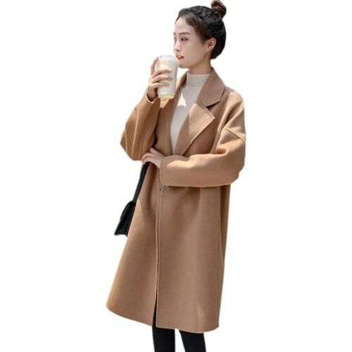 New High quality Simple Stylish Woolen Coat Mid-model 2021 Autumn Winter Jacket Fashion Womens Clothing Cool Casual Woolen Coat