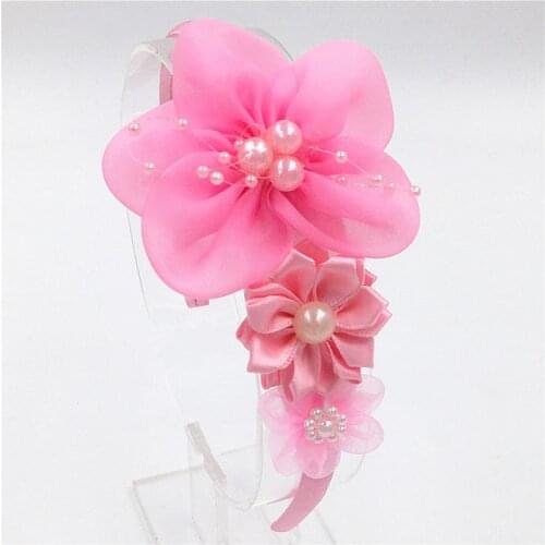Cute Hairband Hair Hoop big flower lace chiffon flower beautiful pearl flower Head hoop Girl Headband hair hoop Hair Accessories