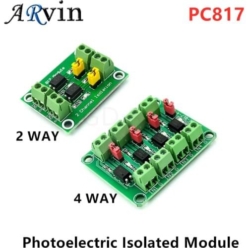 PC817 2/4 Channel Optocoupler Isolation Board Voltage Converter Adapter Module 3.6-30V Driver Photoelectric Isolated Module