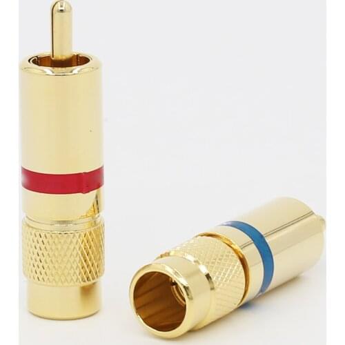 4pcs 24K Gold Plated RCA Plugs Audio RCA jack For diy VDH RCA cable
