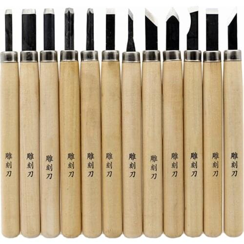 Professional Wood Handmade Carver Chisel Hand Tools Accessaries Rubber Carving Knife Set For Woodworkers Gouges DIY
