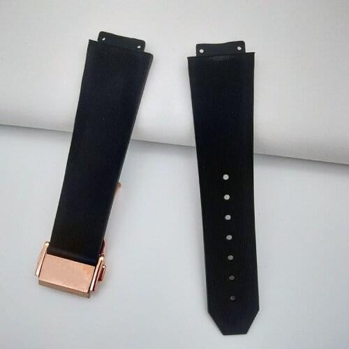 Watch accessories Applicable for HUBLOT Watch men and women rubber strap waterproof strap black 19mmx25mm