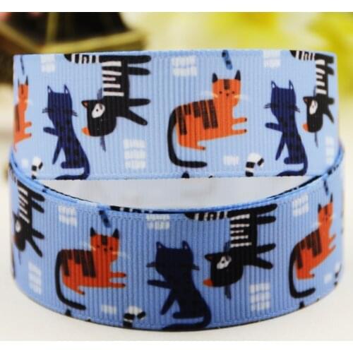 22mm 25mm 38mm 75mm Cat Cartoon printed Grosgrain Ribbon party decoration 10 Yards X-03293