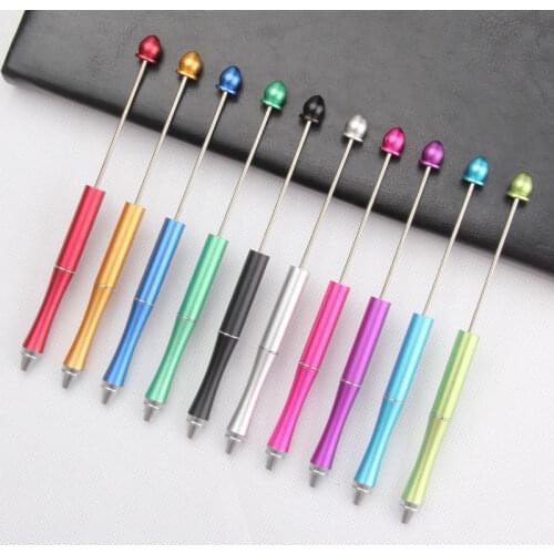 20pcs/lot DIY Customized Engraved Beaded Metal Creative Bead Jewelry Ballpoint Pen Party Guest Gift Birthday Wedding Gift