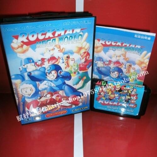 Sega MD game - Rockman mega world with Box and Manual for 16 bit Sega MD game Cartridge Megadrive Genesis system