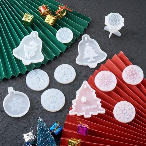 12pcs/set Mixed Shapes Christmas Theme DIY Pendant Silicone Molds Resin Casting Moulds For UV Epoxy Resin Jewelry Crafts Making