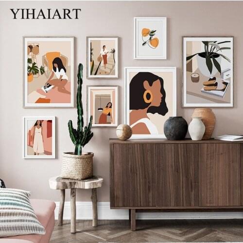 Nordic Abstract Woman Wall Art Canvas Painting Vintage Poster Minimalist Print Fashion Wall Pictures For Living Room Decoration