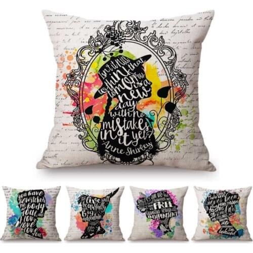 Nordic Floral Vintage Jane Austen Peter Pan Quotes Home Decor Sofa Throw Pillow Case Literature Art Letter Print Cushion Cover