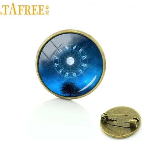 TAFREE vintage Galaxy brooches pins antique bronze universe outer space nebula zodiac badge brooch jewelry MO67