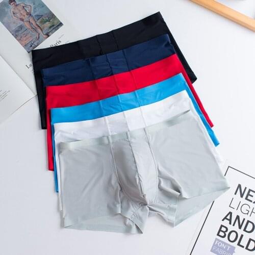 3pcs/lot ice silk mens underwear Breathable quick-drying man Boxers short underpants High elasticity male panties free ship
