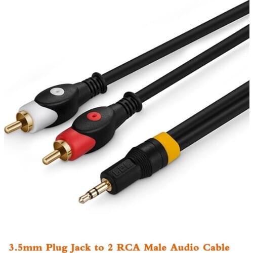 1Pcs 3.5mm Plug Jack to 2X RCA Male Audio Cable 3.5mm One-two Hi-fi Audio Cable Cord for Computer mobile phone DVD TV Headphone