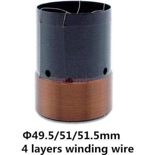 1PC Speaker Subwoofer Voice Coil 49.5/51/51.5mm 4 ohm 4 Layers Wire Car Bass Repair Part With Copper Wire Black Aluminum Former