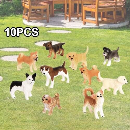 10PCS Dog Figurines Playset Realistic Detailed Plastic Puppy Figures Hand Painted Emulational Dogs Animals Toy Set Cake Toppers