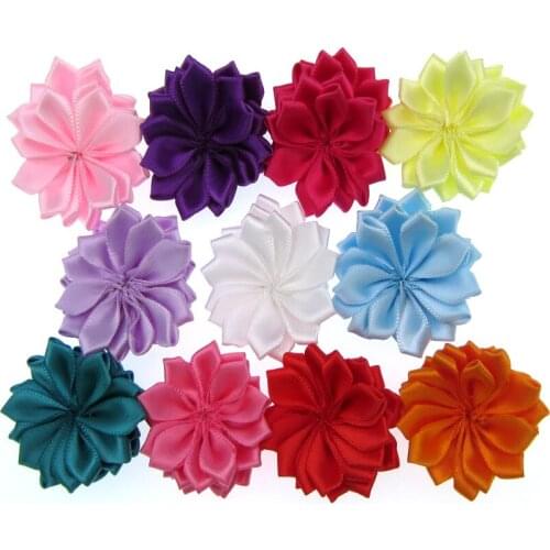 20Pcs 1.5" Satin ribbon flowers rolled rosette multilayers flowers applique for sewing brooch wedding DIY craft supplies 4.0cm