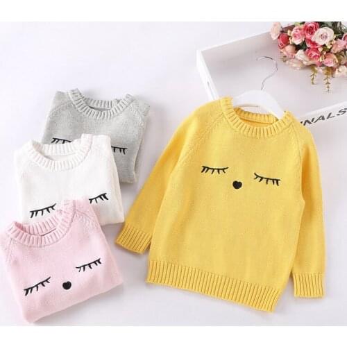 2019 Autumn Winter Girls Sweaters Children Clothing Kids Clothes Knitted Sweater Baby Girl Clothes Cotton Pullovers 4 Colors
