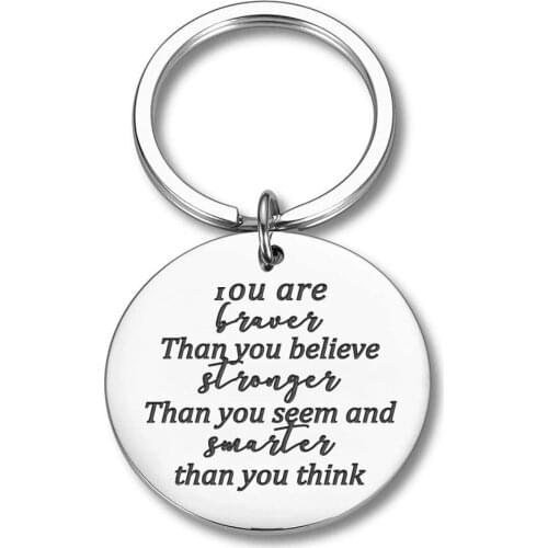 2020 Graduation Keychain Family Friend Gifts for Teenagers Son Daughter Always Remember You are Braver Than You Believe Keyring
