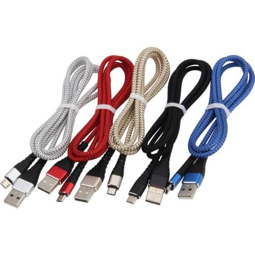 30PCS/LOT 2.5A Fast Charging Cable Charge Type C USB C Micro USB for Tablet Nylon Braided Charger Transfer Phone 1m 2m 3m