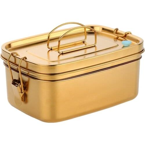 1.5L 304 Stainless Steel Lunch Box Double Layers Bento Food Container Snack Storage Thermal Box Dinnerware