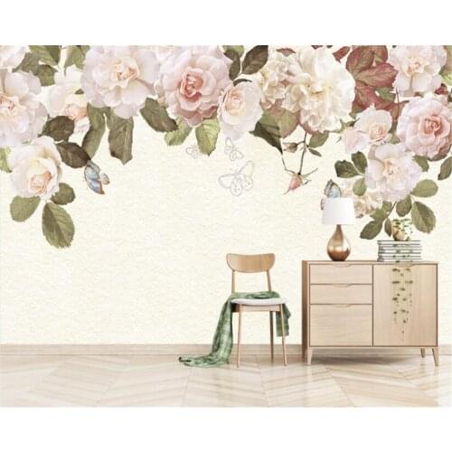 Beibehang 3d wallpaper Modern European Vintage Hand Drawn Floral TV Bed Head Wall Background Decorative painting 3d wallpaper