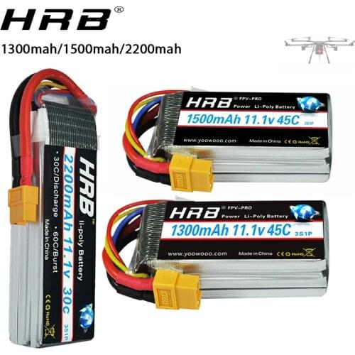 HRB Lipo Battery 3S 11.1V 1300mah 1500mah 14.8V 2200mah 30C 100C Battery with Deans XT60 connector for RC Car fpv drone Airplane