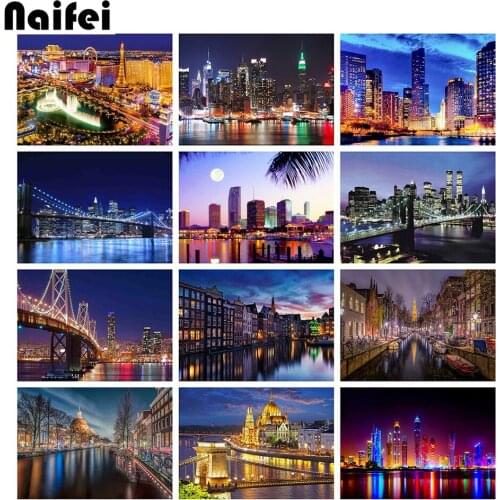 Full Square round Drill 5D DIY Diamond Embroidery City Scenery Diamond Painting Cross Stitch Rhinestone Mosaic Home Decor