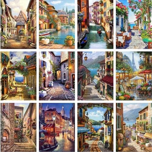 Diamond Painting Castle Embroidery Landscape Cross Stitch House Kit 5D DIY Crafts Full Square Rhinestone Mosaic Home Decoration