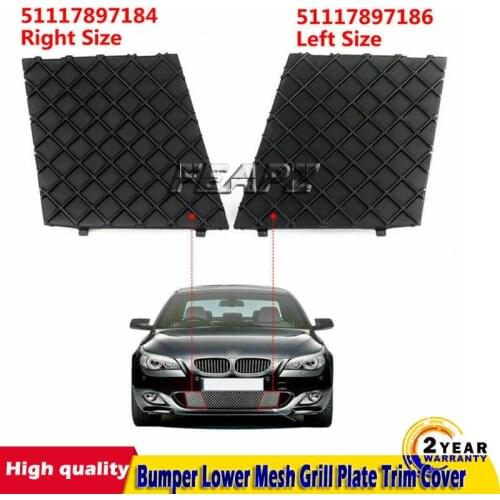 For BMW E60 E61 M Sport 51117897186 51117897184 Bumper Cover Black Left+Right Car Front Bumper Lower Mesh Grill Plate Trim Cover