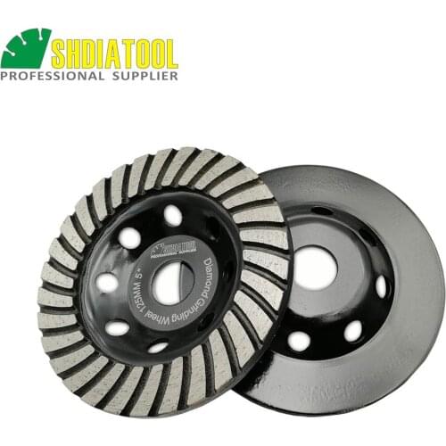 SHDIATOOL 2pcs 5inch Diamond Turbo Row Grinding Cup Wheel For Concrete Masonry Dia 125mm Grinding Disc