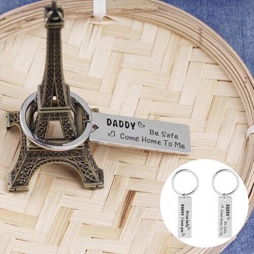 Trucker Dad Gift Drive Safe Keychain Carving Letter Tag Pendant Men Key Ring