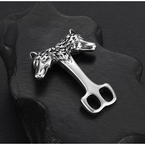 Stainless Steel Wolf Hooks Double Hole 5mm Viking Bracelet Clasp Jewelry Making Findings DIY Supplies Accessories Wholesale