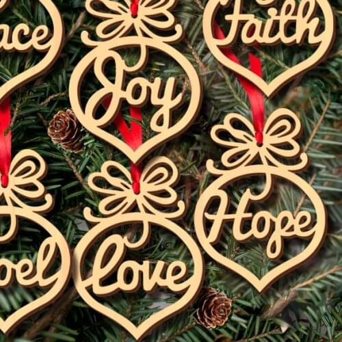Laser Engraving Hollow Wooden Crafts Christmas Small Pendant Christmas Tree Ornaments