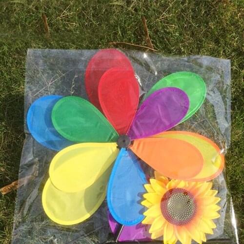 Multi-function Children Toys Sunflower Windmill Wind Spinner Rainbow Whirligig Wheel Garden Decor Windmills