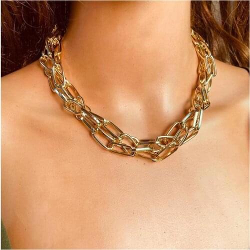 Exaggerated alloy chain multi-layer womens necklace womens new European and American clavicle chain Choker hip-hop neck chain