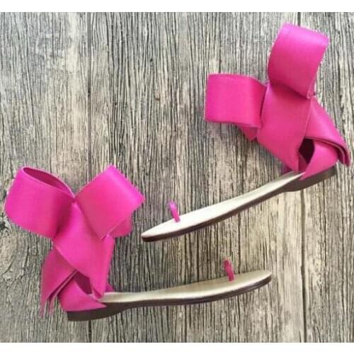 Moraima Snc Fashion Trend Leather Dress Shoes Women Flat Bowtie Embellished Summer Sandals Solid Color Ankle Strap Beach Sandals