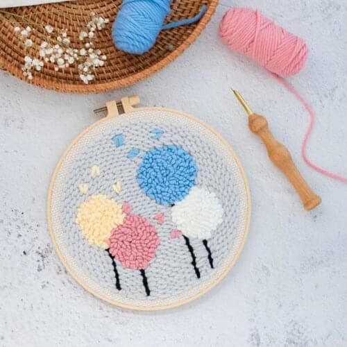 Punch Embroidery Kits, Colorful Pattern Punch Needle Kit for Adult DIY Needlecraft 20cm