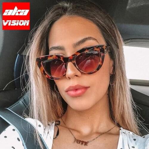 AKA VISION 2021 Cateye Retro Sunglasses Women Brand Designer Eyewear For Women/Men Mirror Cateye Sun Glasses For Female UV400
