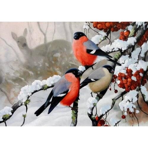 Full drill DIY Diamond painting Winter birds Diamond Embroidery animal elk Mosaic Rhinestone Decoration Painting pattern GH101