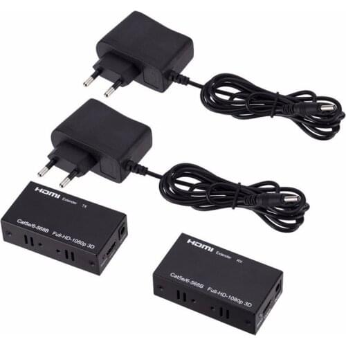 Set 60m HDMI to RJ45 LAN Extender Repeater Over Single Cat5E/6 Network Signal 1080P HD Transmitter Receiver for HDCP Audio Video