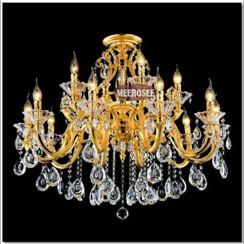 Luxurious Golden Chandelier Lighting Lustre Crystal Hanging Lamp Vintage lampadari Fitting Suspension Light with 100% k9 Crystal