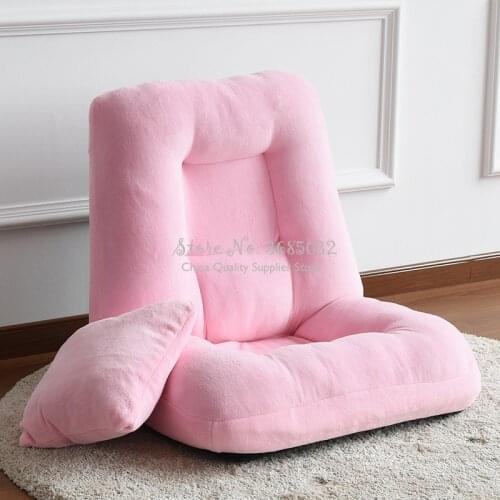 Pink Coral Flannel Folding Bed Lazy Couch Chair and Pillow Bay Window Tatami with Backrest