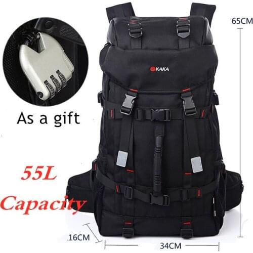 55L Big Capacity Waterproof Outdoor Hiking Backpack Men Women Camping Travel Climbing Trekking Bag Durable Oxford Cloth Rucksack