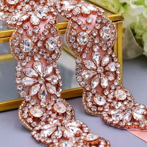 S161B-RG Rhinestone Sash Bridal Wedding Dress Accessories Belts Bride Bridesmaid Dresses Belt Women Prom Evening Dresses Belts