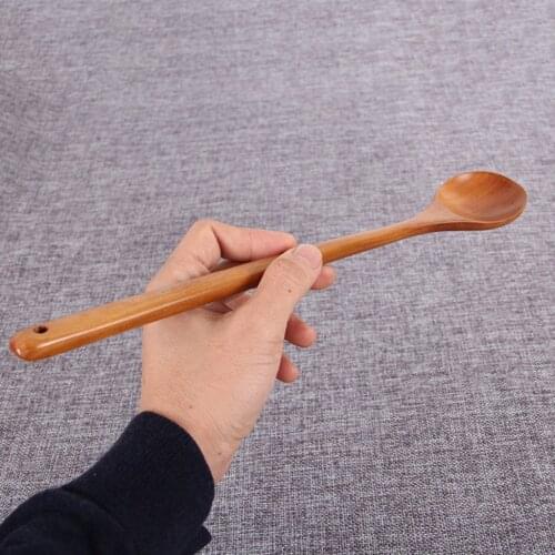 Vintage Wooden Wood Spoon Coffee Tea Cooking Dining Utensil Retro Long Handle