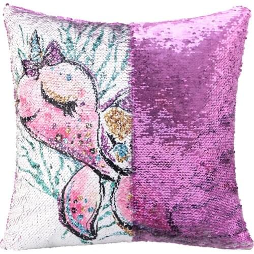 Magic Nautical Turtle Sequin Cushion Cover Unicorn Pillowcase Color Changing Reversible Patchwork Pillow Cover With Sequins