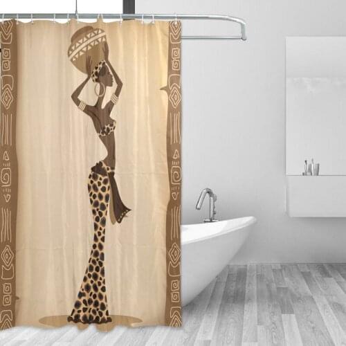 Polyester Curtain For The Bathroom African Women Shower Curtain Rideau De Douche Vector illustration Bathroom Curtains With Hook